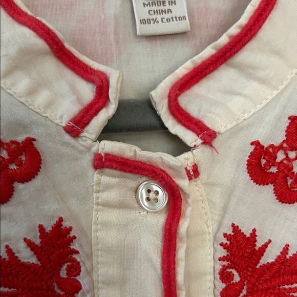 J.Crew Sleeveless Blouse with Reddish Orange Embroidery, Size 4 - Picture 5 of 11